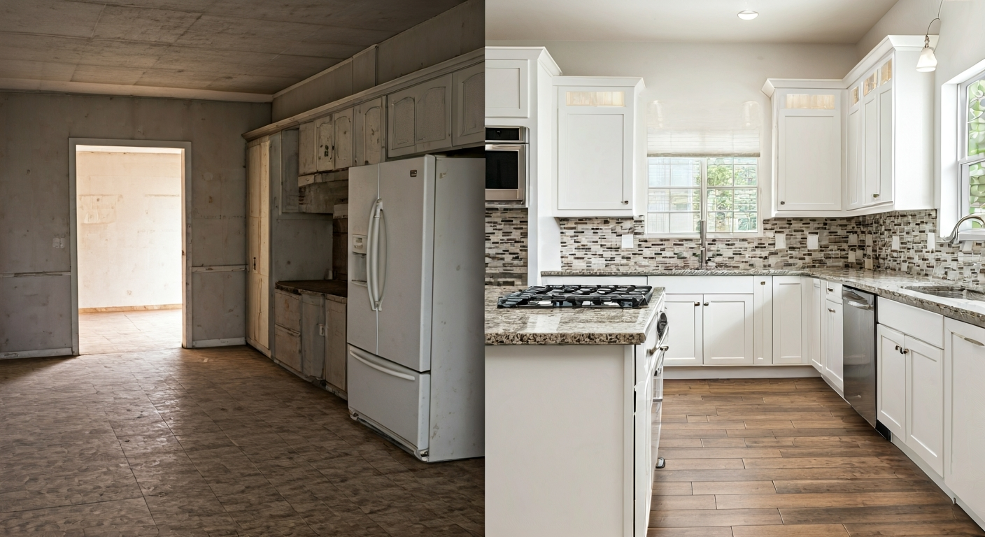Before and after Florida house flip kitchen renovation