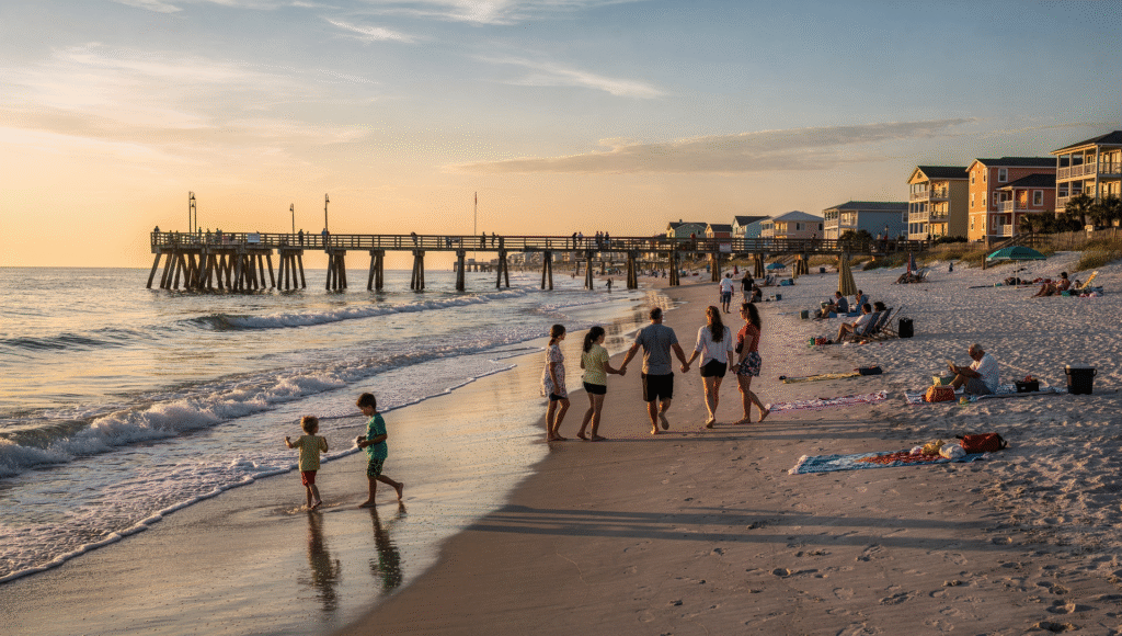 Families enjoying Jacksonville Beach and nearby homes while living in Jacksonville Florida