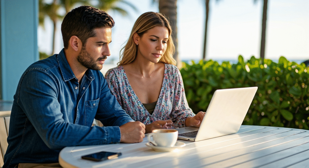 Buyers calculating how to invest in Florida rental properties near the coast