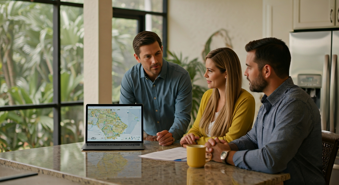 Realtor explaining Florida Airbnb laws to first-time short-term rental buyers