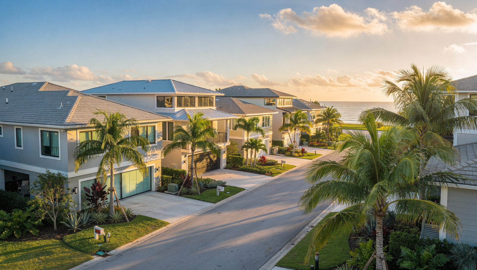 Florida coastal homes showing storm ready features and modern roofs