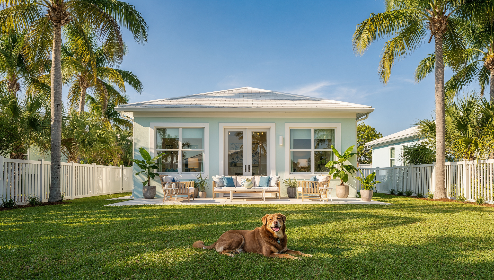 Pet friendly Florida rental home with fenced yard near the coast