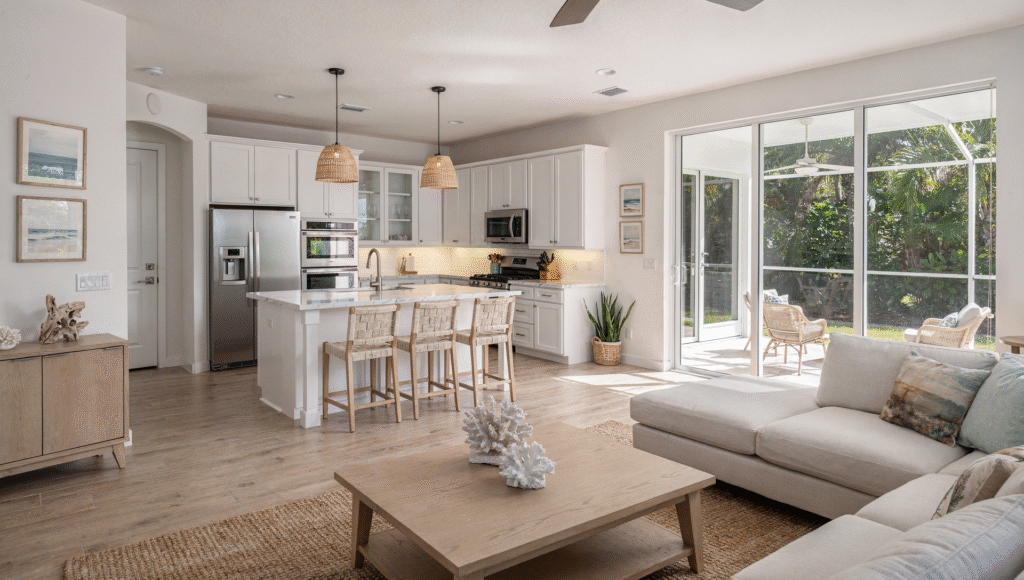 Open concept Florida interior featuring top home design trends in Florida