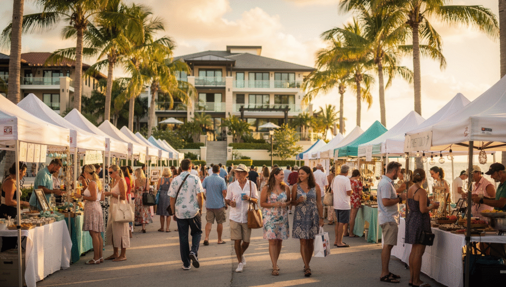 Florida festival in a coastal downtown near homes and neighborhoods