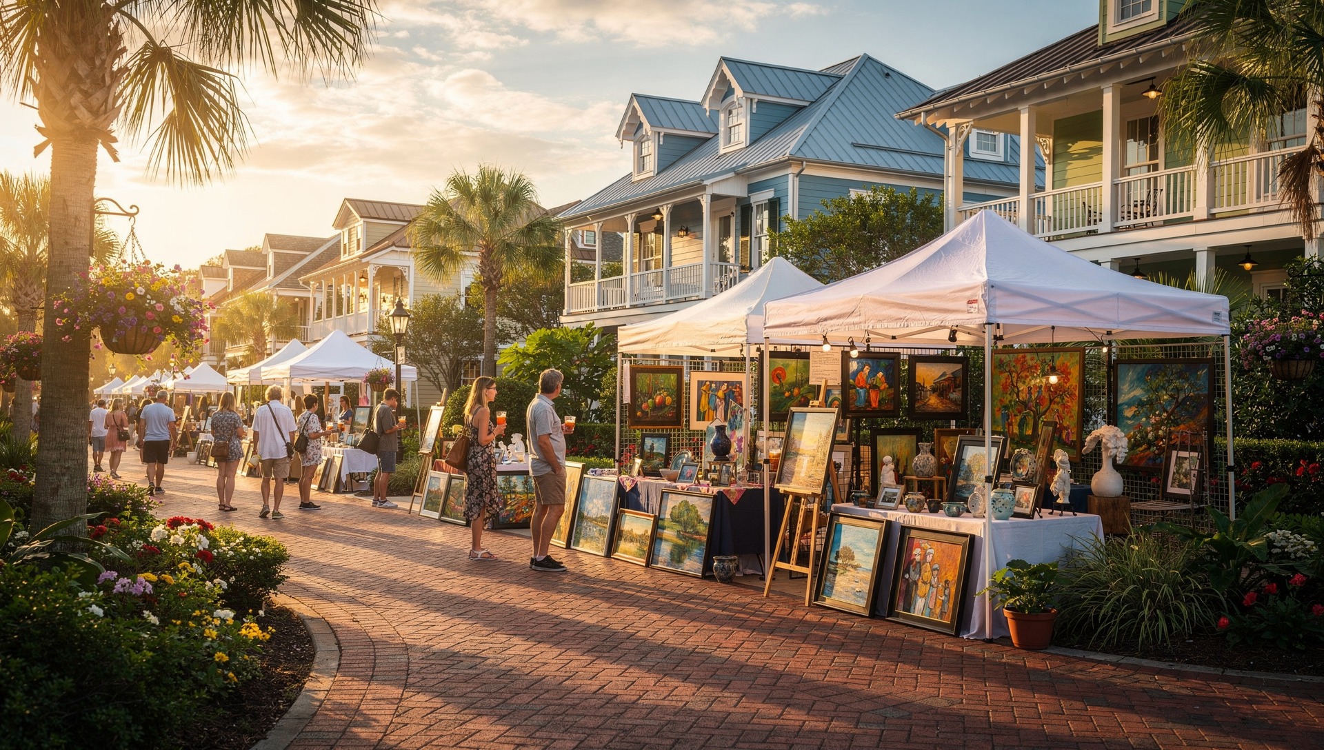 Florida festival in a coastal downtown near homes and neighborhoods