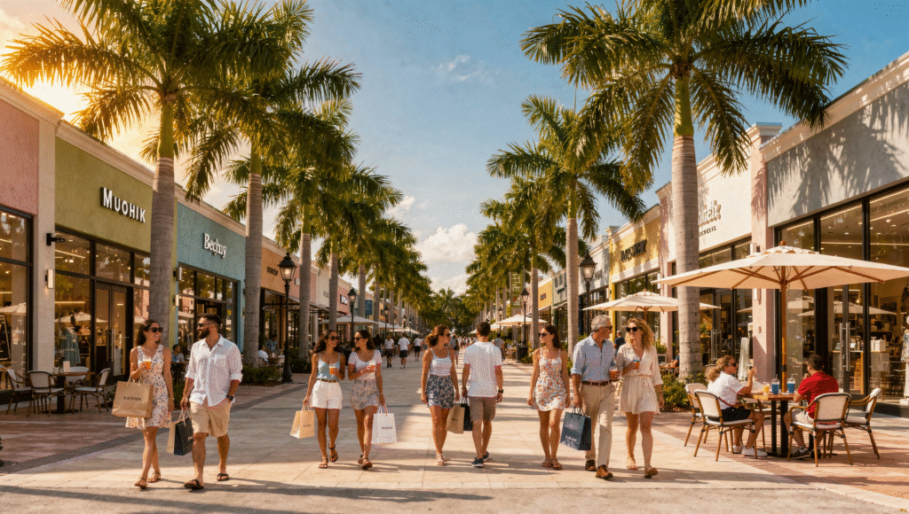 Outdoor shopping district in Florida near popular neighborhoods