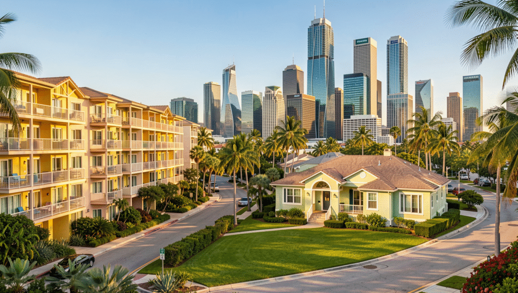 Florida waterfront homes at sunset for housing market trend blog
