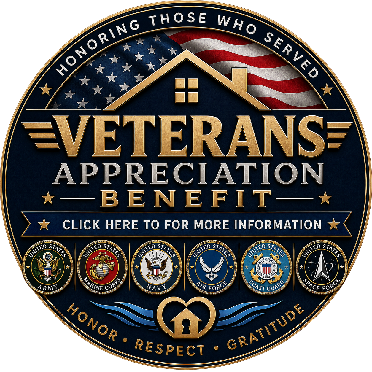 WTF Real Estate Veterans Appreciation Benefit badge — veteran owned Florida real estate